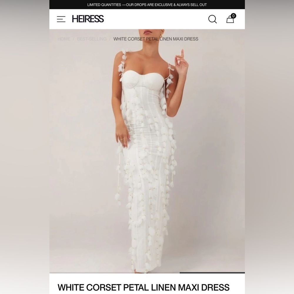 Heiress Beverly Hills- WHITE CORSET PETAL LINEN MAXI DRESS